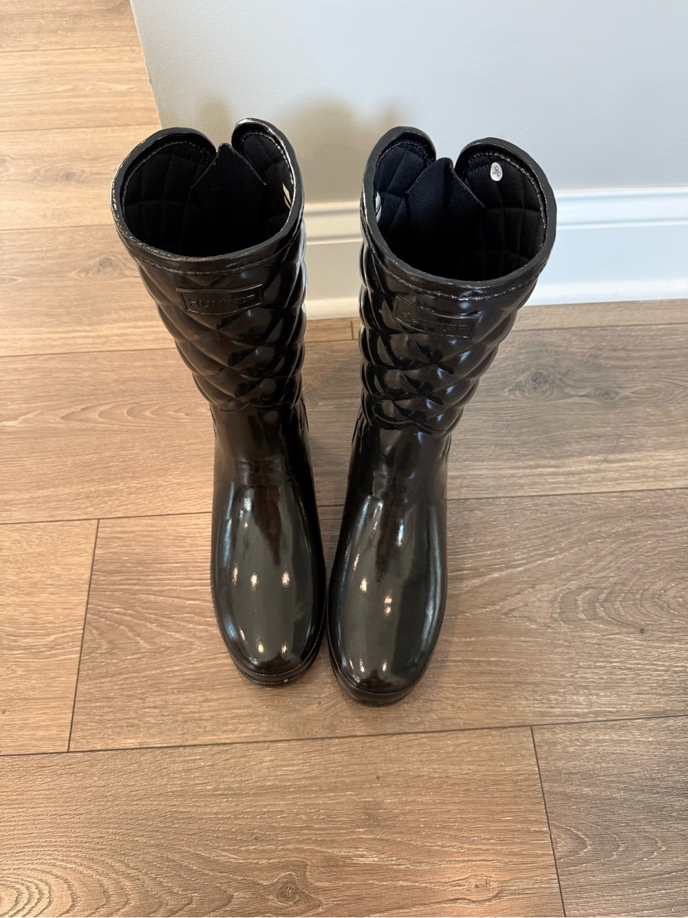 Hunter Black Adjustable Quilted Refined Slim Fit Short Rain Boots Size 7 - Picture 7 of 15